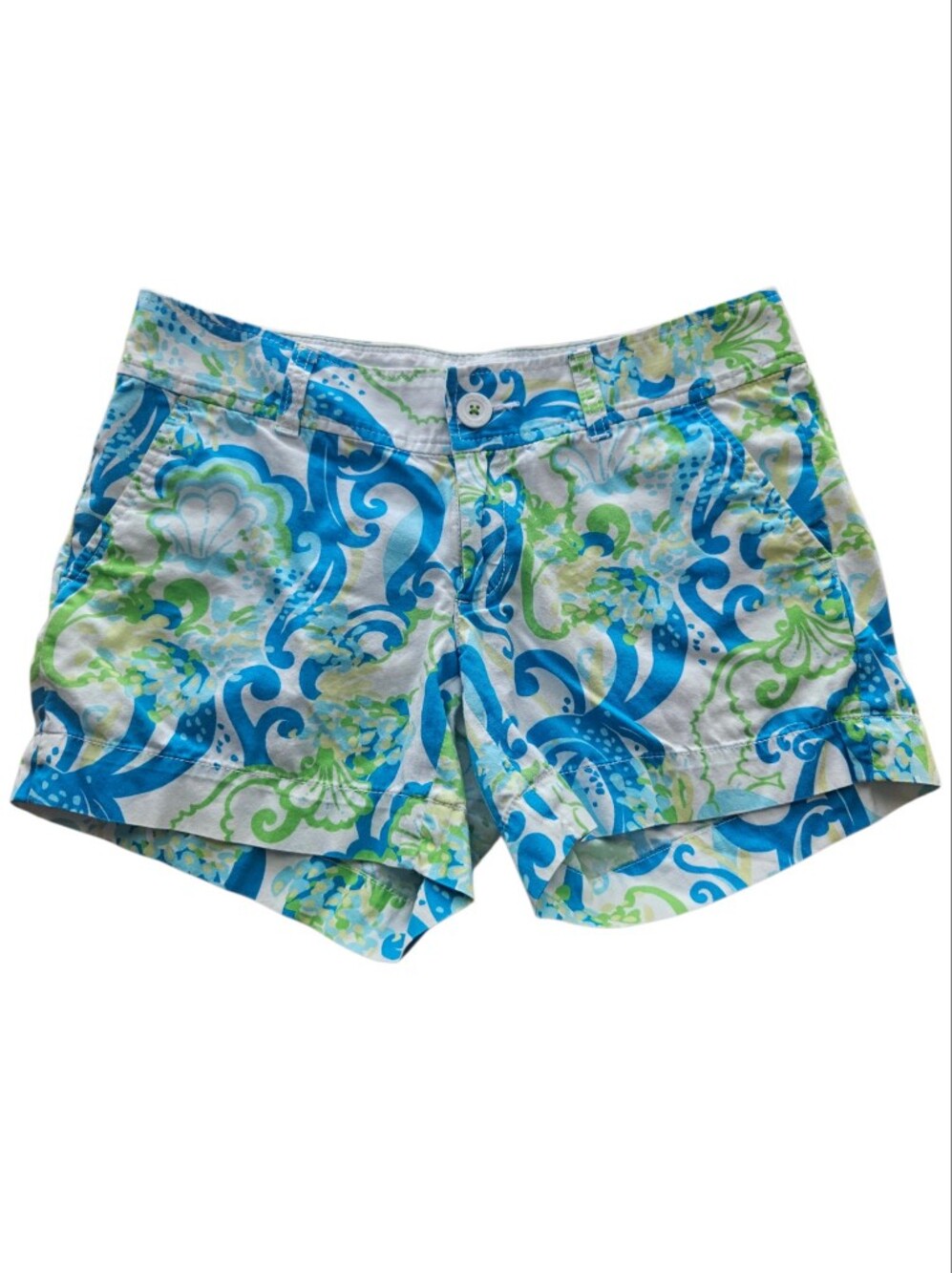 Lilly Pulitzer Crystal Coast Callahan Green Blue Shorts Sz 2 Beach Summer Resort